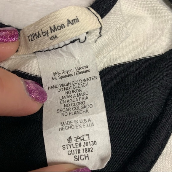 12PM by Mon Ami size small black/cream striped pantsuit has pockets - Picture 5 of 6